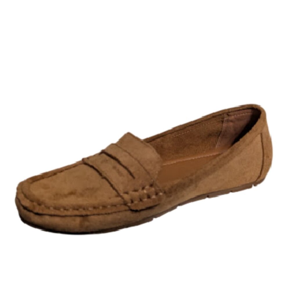 Seychelles Daisy Faux Suede Moc Golden Tan Penny Loafers Size 7.5 New w/out Box
